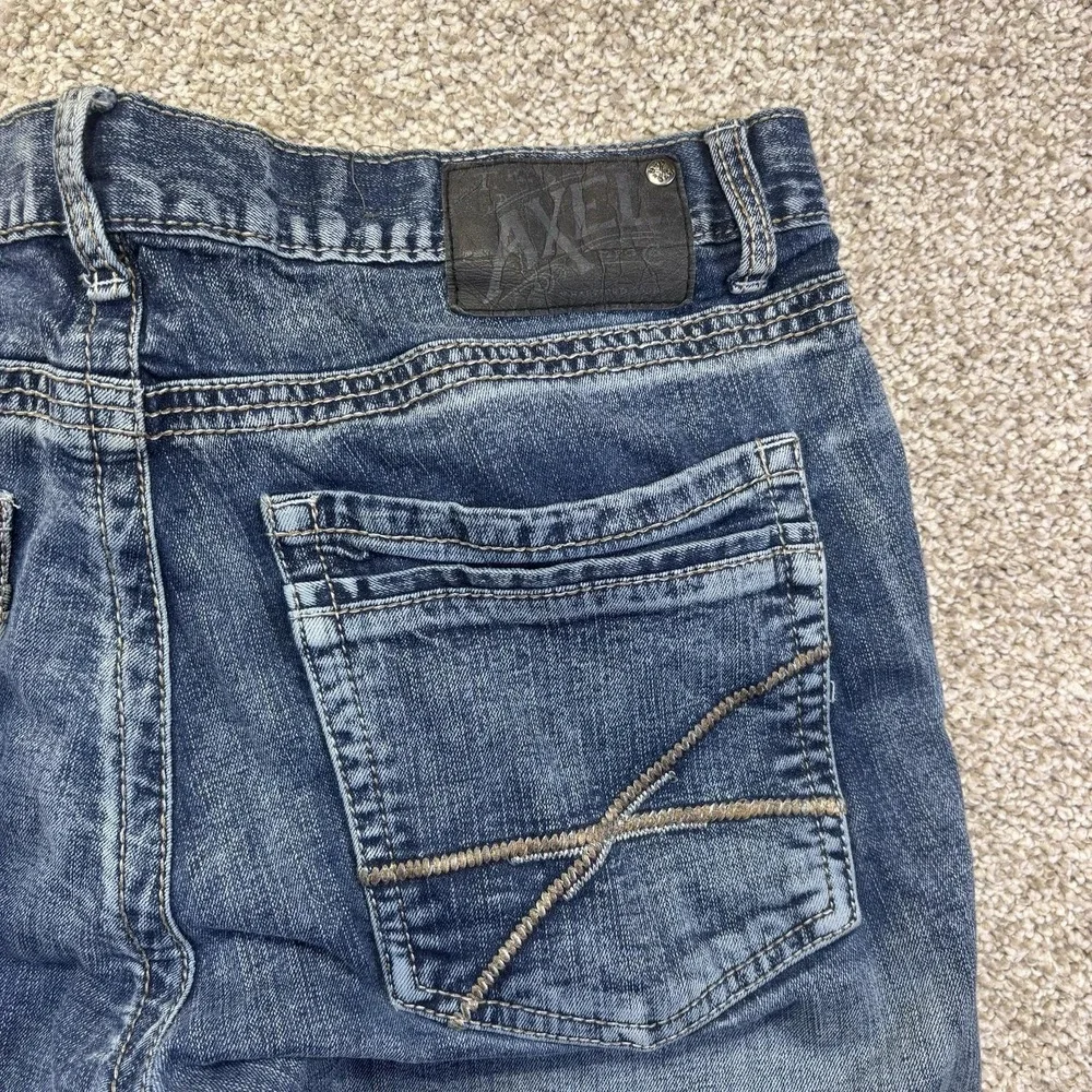 Axel Slim Boot Jeans Mens 34x30 Blue Medium Wash Slim Bootcut Denim Distressed